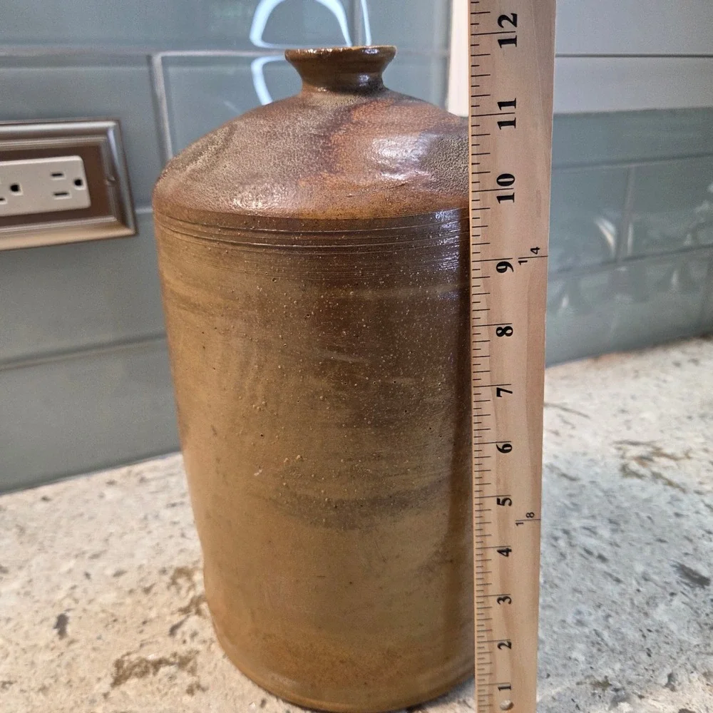 Vintage Studio Pottery Stoneware Vase Large Salt Glaze Brown Earthy Rustic Jug